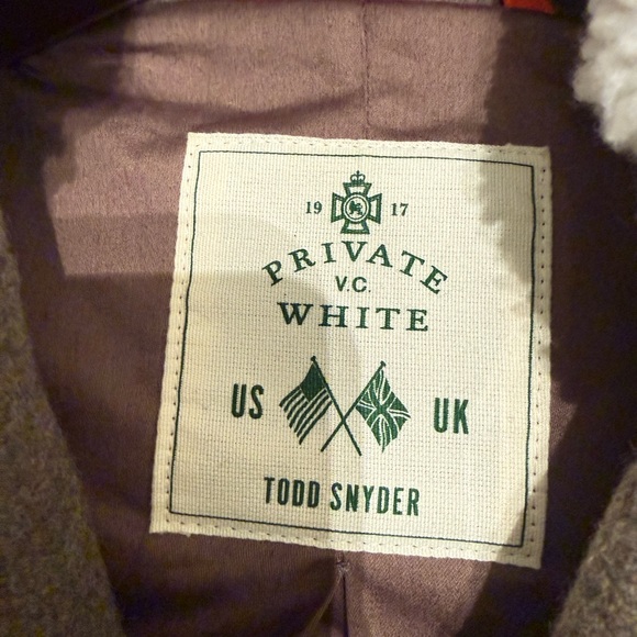 Todd Snyder Olive Military Coat with Gold Buttons & shearling Collar - Picture 2 of 16